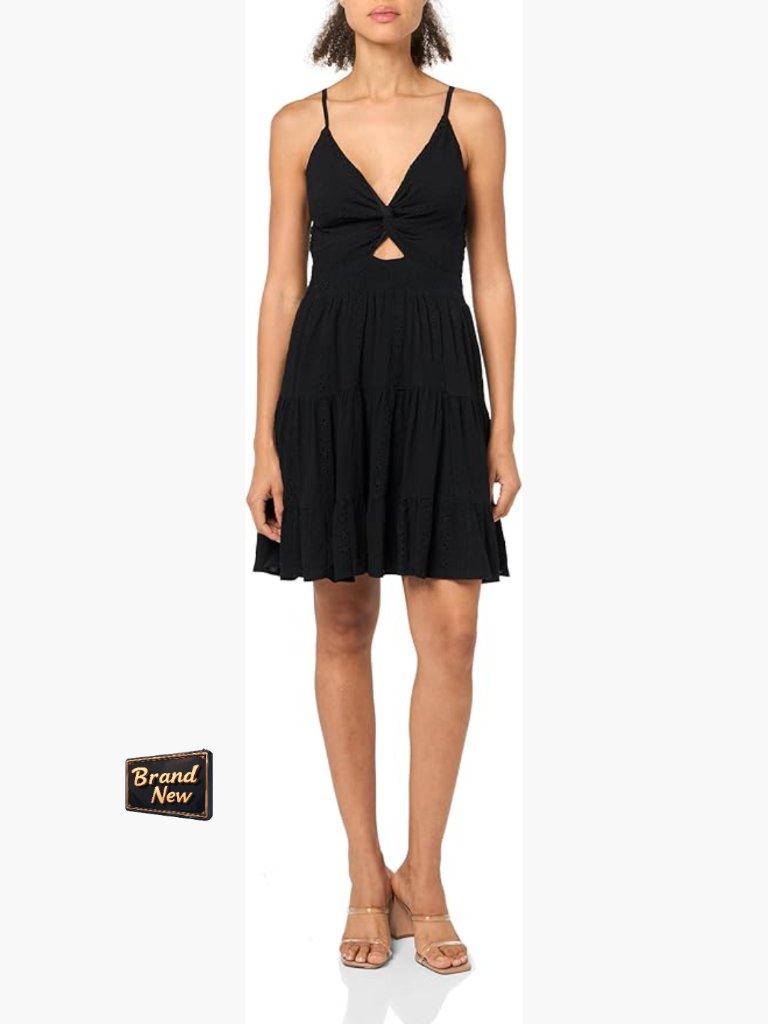 V-Neck Twist Front Sundress With Tiered Skirt